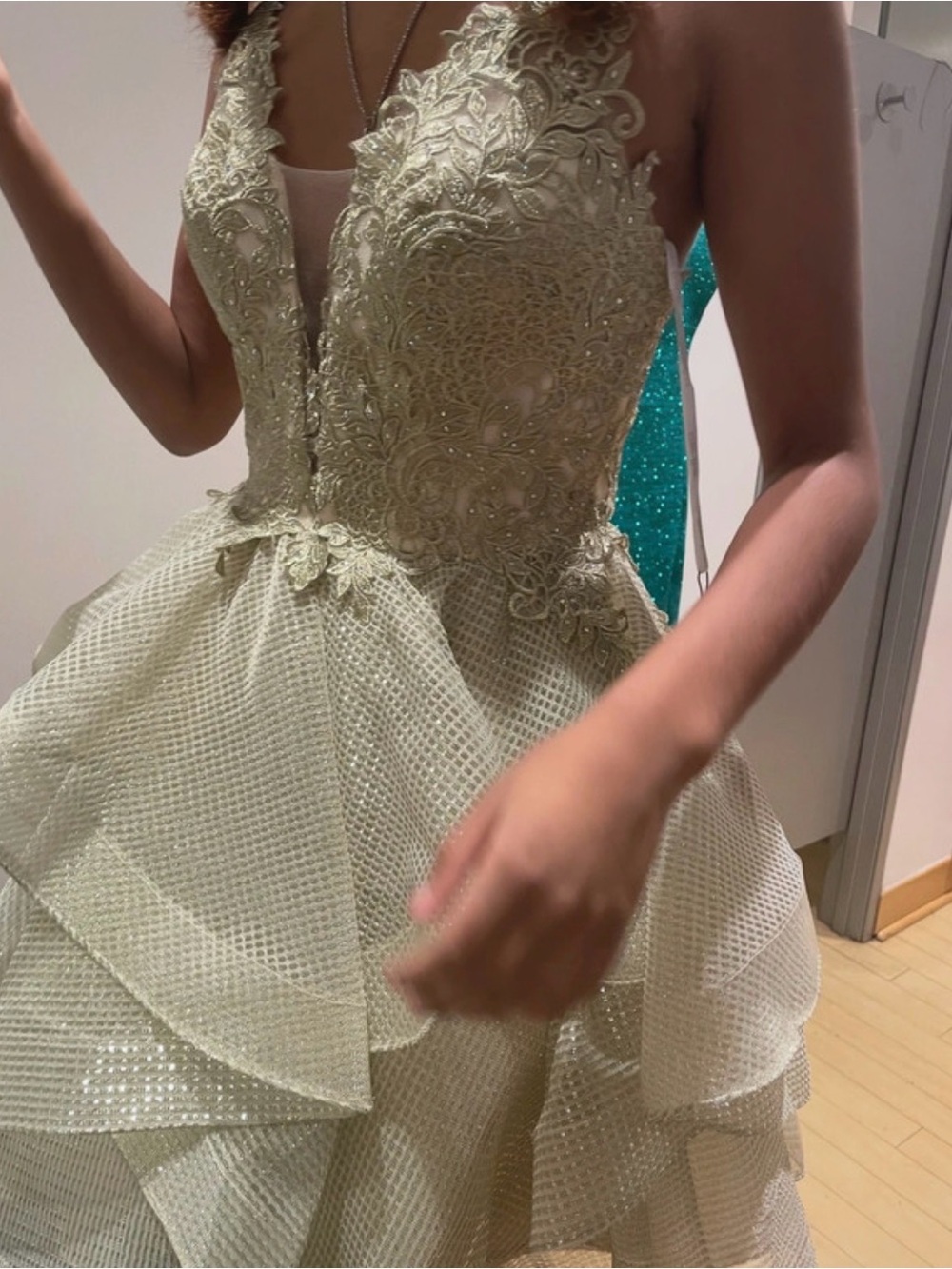 Champagne layered party dress